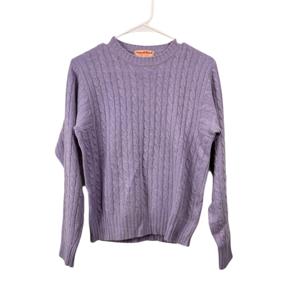 Vintage 60s 70s Carroll Reed Sz 40 Medium Purple Lambswool Angora Sweater Cable